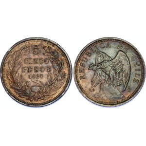 Chile 5 Pesos 1927 So Double Strike