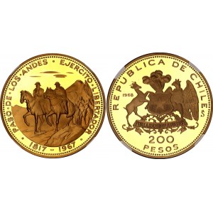 Chile 200 Pesos 1968 So NGC PF 65 Ultra Cameo