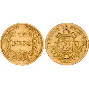 Costa Rica 1 Peso 1866 GW Overstrike
