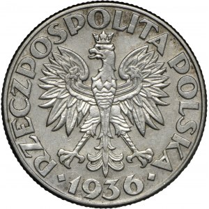 II RP, 2 zł 1936, Żaglowiec, Ag 750