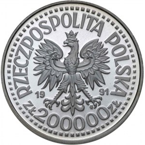 200 000 zł 1991, Jan Paweł II, próba, srebro Ag999, L