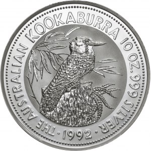 Australia, 10 dolarów 1992, kookaburra, 10 uncji srebra Ag 999 (311 g)