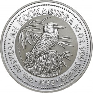 Australia, 10 dolarów 1993, kookaburra, 10 uncji srebra Ag 999 (311 g)