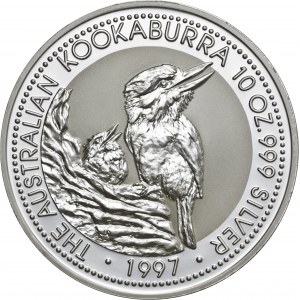 Australia, 10 dolarów 1997, kookaburra, 10 uncji srebra Ag 999 (311 g)