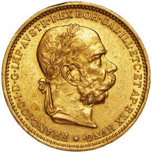 Austria, 20 koron 1893, Franciszek Józef, złoto Au 900