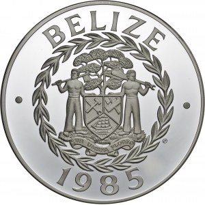 Belize, 50 dolarów 1985, głuptak czerwononogi, srebro Ag 925