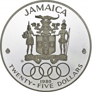 Jamajka, 25 dolarów 1980, zdobywcy złotych medali olimpijskich, srebro Ag 925