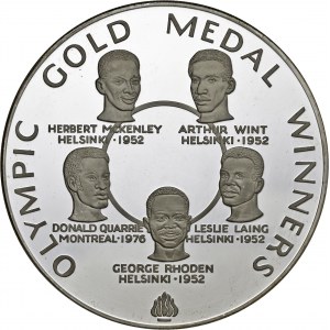 Jamajka, 25 dolarów 1980, zdobywcy złotych medali olimpijskich, srebro Ag 925