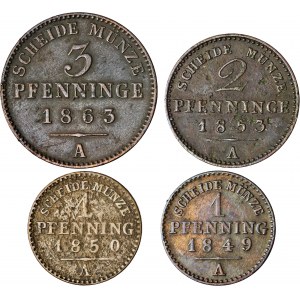 Niemcy, Prusy, zestaw 4 monet
