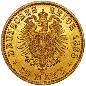 Niemcy, 20 marek 1888, Wilhelm, A, złoto Au 900