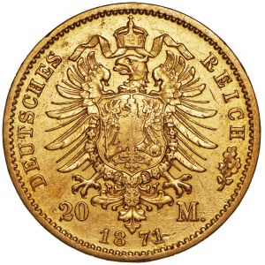 Niemcy, 20 marek 1871, Wilhelm, A, złoto Au 900