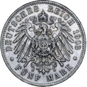 Niemcy, 5 marek 1903, Otto, Bawaria,D, srebro