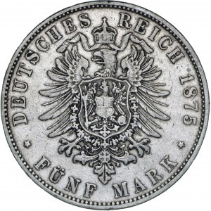 Niemcy, 5 marek 1875, Ludwig II, D, srebro