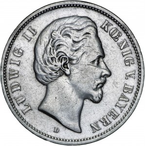 Niemcy, 5 marek 1876, Ludwig II, D, srebro