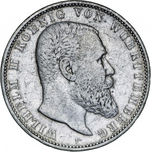 Niemcy, 5 marek 1895, Wilhelm II, F, srebro