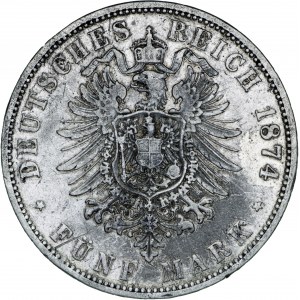 Niemcy, 5 marek 1874, Karl, F, srebro