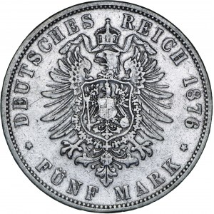 Niemcy, 5 marek 1876, Karl, F, srebro