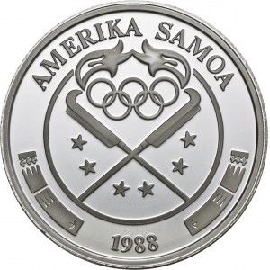 Samoa Amerykańskie, 25 dolarów 1988, olipmiada w Seulu, srebro Ag 999, 5 uncji