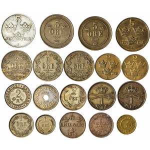 Skandynawia, zestaw 19 monet