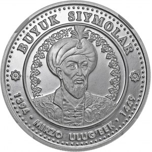 Uzbekistan, 100 som 1999, srebro Ag 999, PF64, max świat, rzadka pozycja