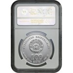 Uzbekistan, 100 som 1999, srebro Ag 999, PF65, max świat, rzadka pozycja