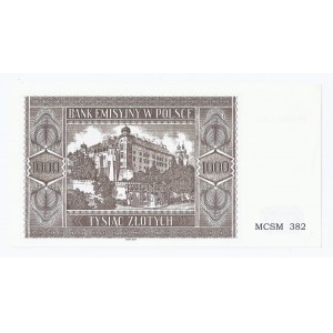 replika banknotu 1000 zł, 1 sierpnia 1941, seria MCSM