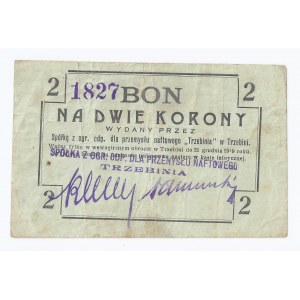 bon Trzebinia, 2 korony, 1919, SPÓŁKA Z OGR. ODP. DLA PRZEMYSŁU NAFTOWEGO, rzadkość (sporadycznie pojawiące się w handlu)