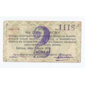 bon Siersza, 2 korony, 01.05.1919, Górka Towarzystwo Akcyjne Fabryki Cementu