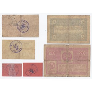 zestaw 6 bonów Chojnice, 25x50 fenigów, 1, 2,5 i 20 marek, 1920
