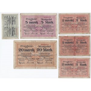 zestaw 6 bonów Wejherowo, 50 fenigów, 3x2 marki, 5 i 20 marek, 14.02.1920