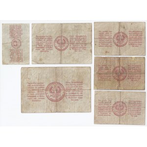 zestaw 6 bonów Wejherowo, 50 fenigów, 3x2 marki, 5 i 20 marek, 14.02.1920
