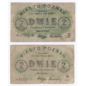 zestaw 2 bonów Poznań, 2x2 marki, 04.11.1919, odmiany