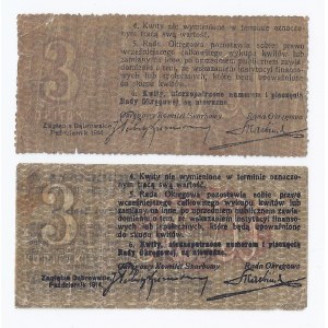 zestaw 2 bonów Zagłębie Dąbrowskie, 2x3 kopiejeki, 1914