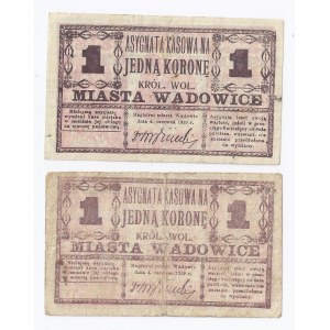 zestaw 2 bonów Wadowice, 2x1 korona 1919