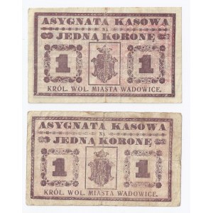 zestaw 2 bonów Wadowice, 2x1 korona 1919