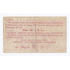 bon Gorlice, 70 fenigów=50 1 korona, 1920