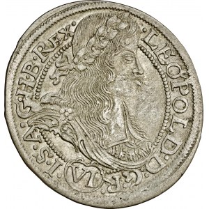 Śląsk, Leopold, 6 krajcarów 1665, Kłodzko, FBL, odmiana legendy na awersie (…)G ·R· VI · I(…), przyjemny, rzadko pojawiący się w handlu walor