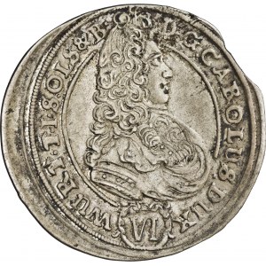 Śląsk, Karol Fryderyk, 6 krajcarów 1705, rzadka moneta
