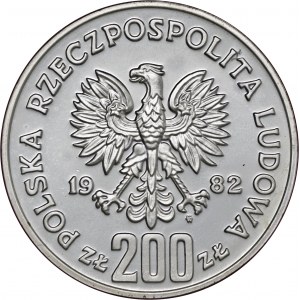 200 zł 1982, próba, Bolesław III Krzywousty, Ag750, moneta zapakowana w opakowanie typu quadrum