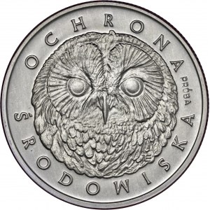 200 zł 1986, próba, Ochrona Środowiska-Sowa, MN, moneta zapakowana w opakowanie typu quadrum