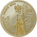 200 zł 2003, Jan Paweł II 25 lat pontyfikatu, Au 900, oryginalne zielone pudełko NBP plus certyfikat