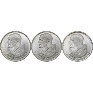 zestaw, 3 x 1000 zł 1982, Jan Paweł II, Ag625, monety zapakowana w opakowanie typu quadrum