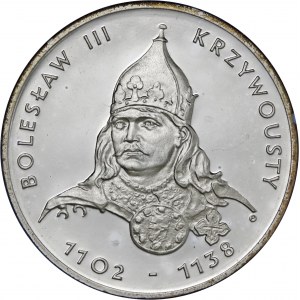 200 zł 1982, Bolesław III Krzywousty, Ag 750, moneta zapakowana w pudełko typu quadrum