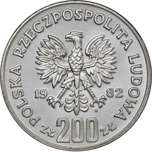 200 zł 1982, Bolesław III Krzywousty, Ag 750, moneta zapakowana w pudełko typu quadrum