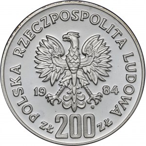 200 zł1984, XIV Zimowe Igrzyska Olimpijskie Sarajewo 1984, Ag750, moneta zapakowana w pudełko typu quadrum