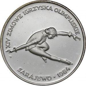 200 zł1984, XIV Zimowe Igrzyska Olimpijskie Sarajewo 1984, Ag750, moneta zapakowana w pudełko typu quadrum