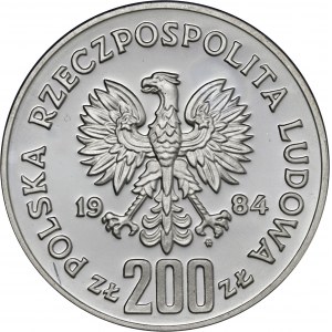 200 zł1984, XIV Zimowe Igrzyska Olimpijskie Sarajewo 1984, Ag750, moneta zapakowana w pudełko typu quadrum