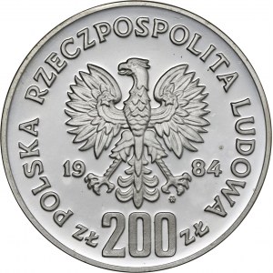 200 zł1984, Igrzyska XXIII Olimpiady Los Angeles 1984, moneta zapakowana w pudełko typu quadrum