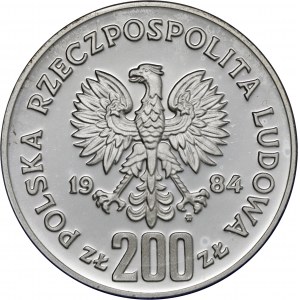 200 zł1984, Igrzyska XXIII Olimpiady Los Angeles 1984, Ag750, moneta zapakowana w pudełko typu quadrum