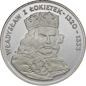 500 zł 1986, WŁADYSŁAW I ŁOKIETEK, Ag750, moneta zapakowana w pudełko typu quadrum